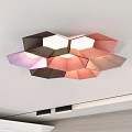 Modern Hexagonal Ceiling Light With Multicolored Panels And Soft Illumination 3d model
