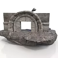 Ancient Stone Arch Structure With Weathered Blocks And Solid Base 3d model