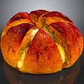 Freshly Baked Round Artisan Bread With Golden Crust And Cheese Filling