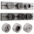 Modern Round Switch Panel With USB Ports And Multiple Sockets In Sleek Stainless Steel Design