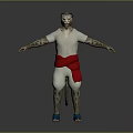 3D Anthropomorphic Leopard Character In White Outfit With Red Sash And Blue Shoes Arms Outstretched