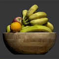 Fresh Assorted Fruits in Wooden Bowl Including Bananas Apples and Oranges
