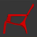 Red Modern Plastic Armchair with Simple Design Straight Legs Armrests and Backrest