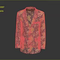 Stylish Blue And Yellow Floral Pattern Blazer With Contrast Trim Design