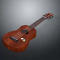 Classic Wooden Ukulele With Smooth Brown Body And Four Strings Design