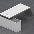 Modern Office Desk With White Sleek Design Blue LED Light And Storage Compartments