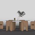 Modern Dining Table and Chair Combination Simple Dining Table and Chair Combination 3d model
