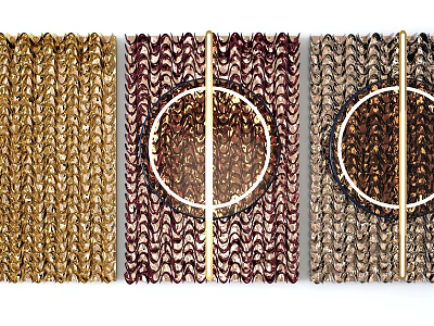 Three Textured Woven Wall Decor With Circular Details And Color Variations 3d model