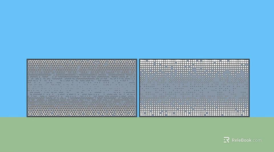 Modern Decorative Feature Wall Design With Grid Pattern And Textured Surface 3d model 