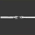 Futuristic Silver White Weapon With Metallic Mechanical Structure And Sci Fi Green Accent Design