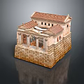 Classical Ancient Greek Architecture Style Featuring Stone Pedestal Columned Portico And Red Tile Roof