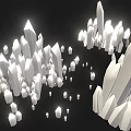 White Crystal Shaped Geometric Structures on Black Background with Illuminated Sharp Edges 3d model