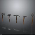 Different Types Of Carpentry Equipment With Wooden Handles And Metal Heads