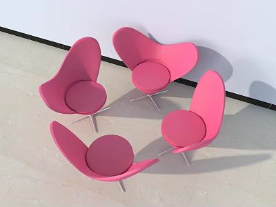 Pink Butterfly Wing Shaped Leisure Chairs With Metal Legs Arranged In Circle On Light Floor 3d model