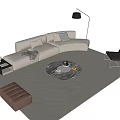 Modern L Shaped Sofa and Marble Coffee Table Set With Floor Lamp Chair and Rug