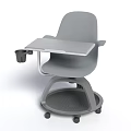 Gray Office Chair with Writing Table Cup Holder and Swivel Wheels