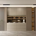 Modern Light Wooden Sideboard With Open Storage Shelves And Drawers In Dining Area