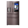 Stainless Steel Refrigerator Freezer With Smart Display And Multi Door Spacious Interior Design