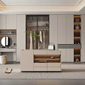 Modern Walk in Closet Interior Design With Island Counter Hanging Clothes And Storage Cabinets