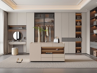 Modern Simple Cloakroom Dresser Wardrobe Jewelry Cabinet Clothes 3d model