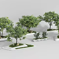 Modern Tree Planters With Green Trees Lush Grass And Creative Designs For Outdoor Landscape Decoration