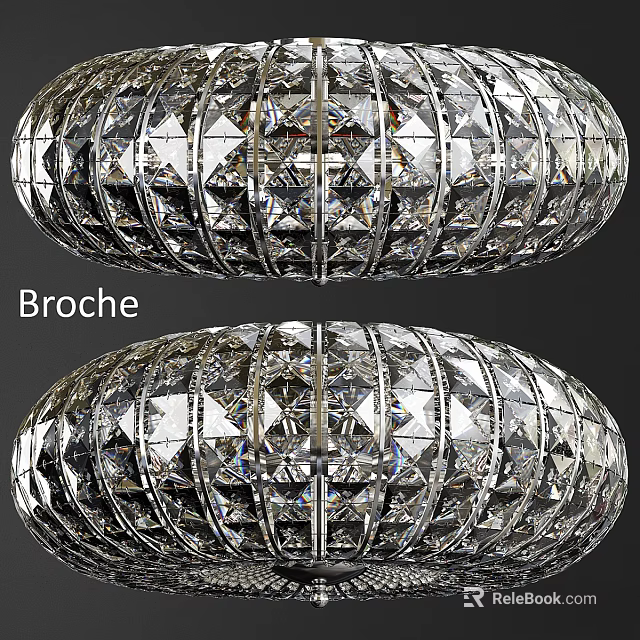 Elegant Round Crystal Ceiling Light With Diamond Cut Design And Sparkling Surface 3d model