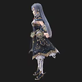Anime Style Female Character With Blue Hair In Mechanical Outfit And Long Boots