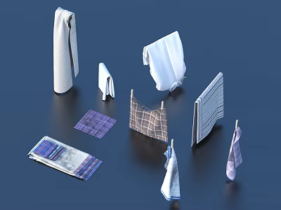 Colorful Folded Household Textiles With Various Patterns And Designs For Home Use 3d model