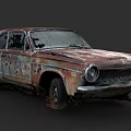 Rusty Old Vintage Car With Broken Windows Worn Exterior Look