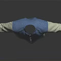 Blue Vest With White Long Sleeve Robe And Decorative Buttons In Traditional Style