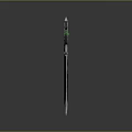 Fantasy Scythe Weapon With Long Handle Black Body Glowing Green Accents And Sharp Blade