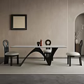 Modern Restaurant Interior With Stylish Dining Table Black Framed Chairs And Wall Art