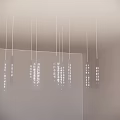 Hanging Rectangular Pendants With Chinese Characters On White Ceiling Background