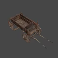 Old Wooden Horse-Drawn Wagon With Large Wheels And Wooden Seat On Grassy Ground