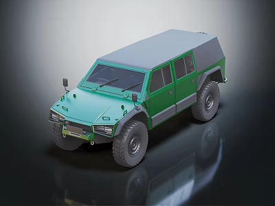 Green Military Off Road Vehicle With Rugged Exterior And Large Tires 3d model