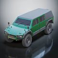 Green Military Off Road Vehicle With Rugged Exterior And Large Tires
