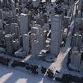 Aerial City Planning With High Rise Buildings Roads Green Spaces And Waterfront 3d model