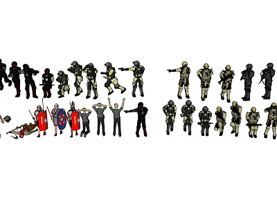 Game and Movie Characters Featuring Different Styles Armor Holding Weapons and Various Poses Action Figures 3d model