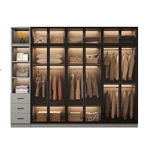 Light Luxury Glass Door Wardrobe 3d model