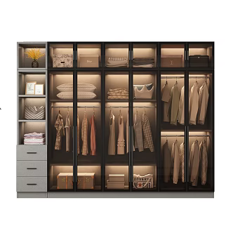 Light Luxury Glass Door Wardrobe 3d model
