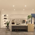 Modern Clothing Store Open Space With Sofa Green Plants Shelves And Decorative Ornaments