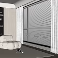 White Window Blinds In Modern Living Room With Large Window White Armchair And Soft Carpet