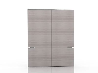 Modern Double Wardrobe Door Design With Wooden Texture And Metal Handles 3d model