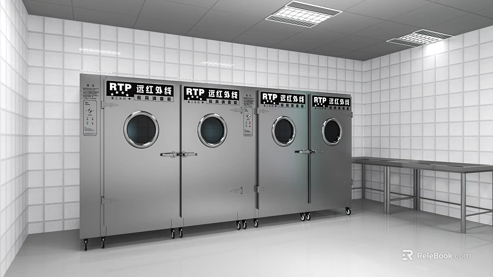 Four Units RYF Double Door Disinfectors Essential Kitchen Appliances For Commercial Kitchen 3d model 