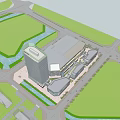 Aerial View Urban Planning Featuring High Rise Building Commercial Center And Green Spaces