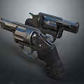 Two Black Revolvers Weapon With Metallic Finish And Textured Grip Design