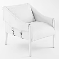 Modern Single Chair With Beige Fabric Upholstery And Wooden Armrests Legs