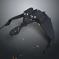 Black Mechanical Weapon With Complex Design Glowing Lights And Wing Like Structure Features 3d model