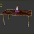 Purple Table With Professional Microphone For Audio Recording And Broadcasting
