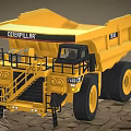 Heavy Duty Caterpillar 793D Yellow Mining Dump Truck On Cracked Ground